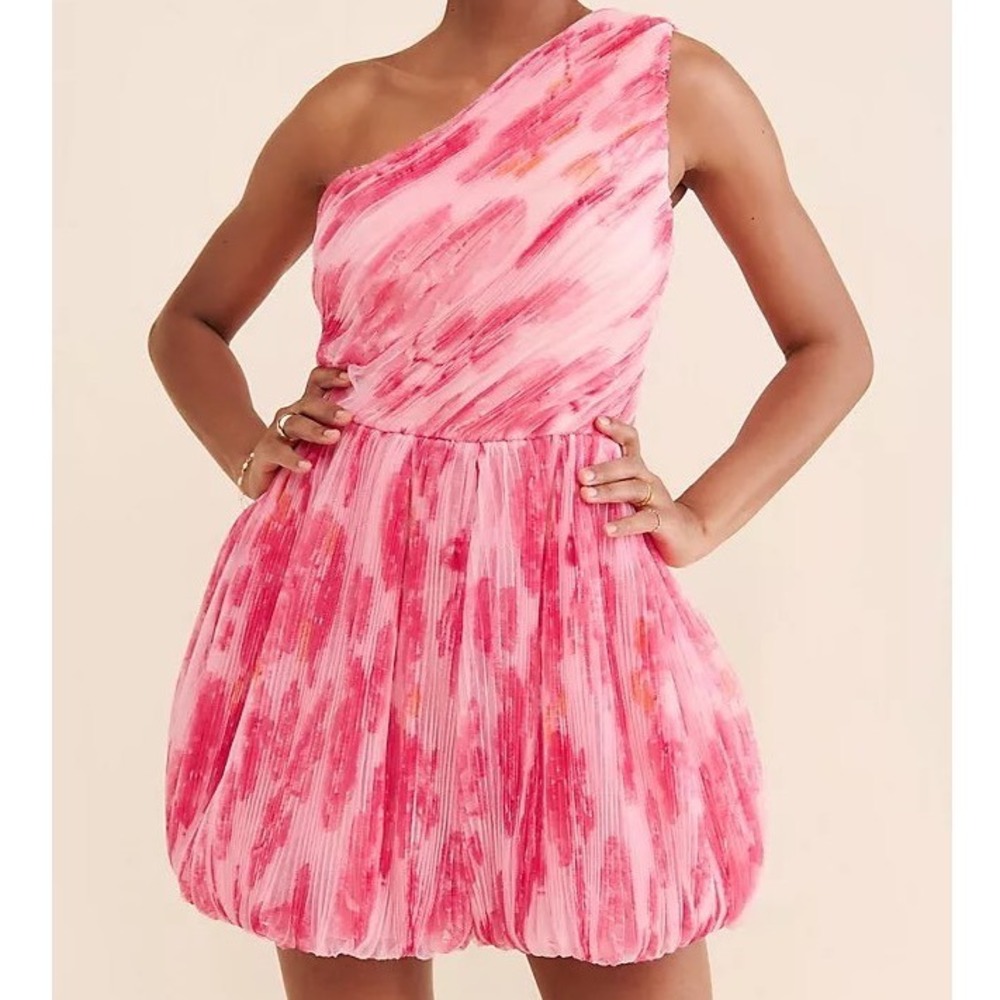 New Hutch One-Shoulder Floral Romper Pleated Romper Dress Size 12 10825